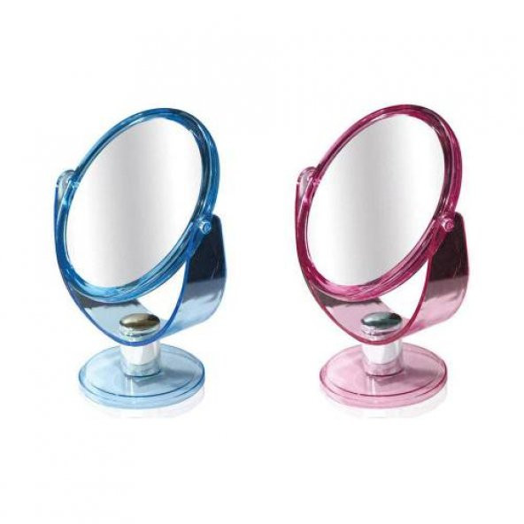 Şeffaf Akrilik Ayaklı 13cm Ø Makyaj Aynası Büyüteçli Çift Taraflı