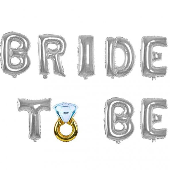 100cm Gümüş Bride To Be Harf ve Yüzük Balon Bekarlığa Veda Partisi