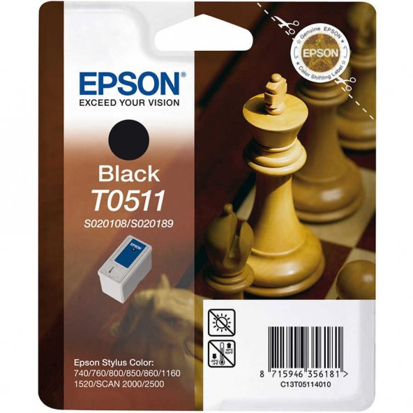 Epson T0511-C13T05114020 Siyah Orjinal Kartuş