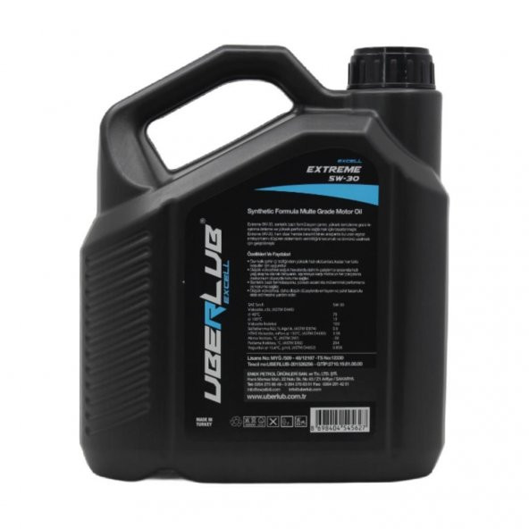 Uberlub Excell Extreme 5W-30 4 Lt Tam Sentetik Motor Yağı - Resim 4