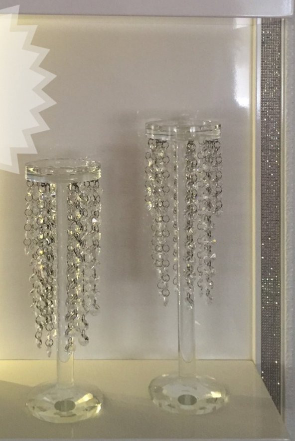 SadeHomeDecor lucky art kristal sarkan boncuk mumluk 35 cm ve 30 cm (2li set) - 3