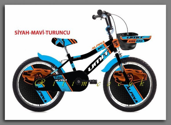 Yeni Sezon Ümit 2047 20 Jant Alpina BMX V Fren 7-8-9-10 Yaş Arasi Çocuk Bisikleti (Yan Tekersizdir) Siyah-Mavi-Turuncu