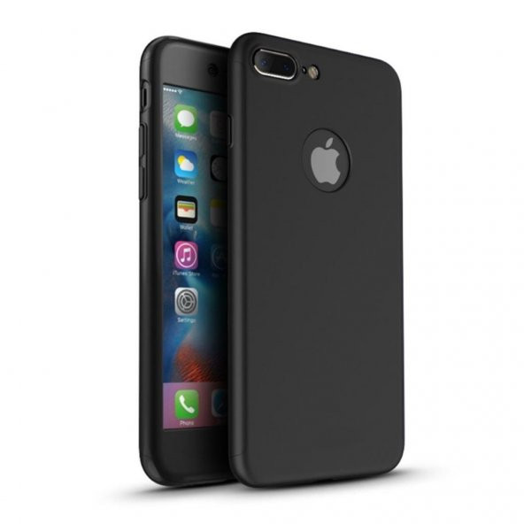 Apple iPhone 7 8 PLUS 360 Derece Tam Koruma Mat Kılıf Logo Açık D