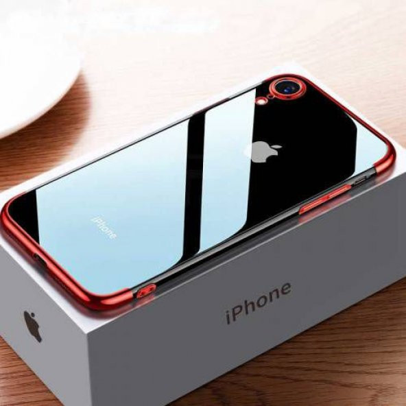 Apple iPhone XR Şeffaf Kenarları Lazer Renkli Boyalı Silikon Kılı