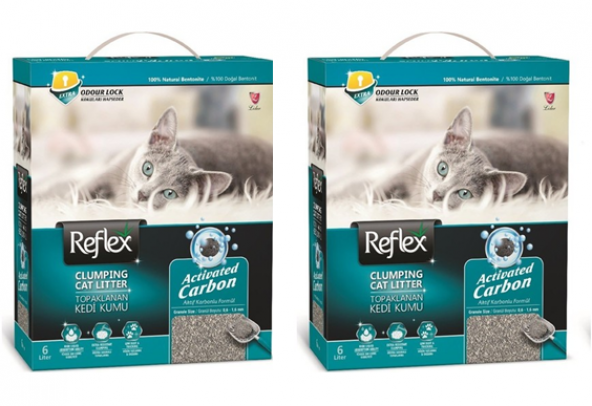 Reflex Aktif Karbonlu Topaklanan Kedi Kumu 6 Lt x 2 Ad