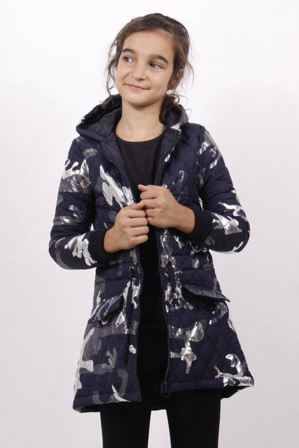 Toontoy Kız Çocuk Mont Belden Bağlamalı Arkası Uzun - 8