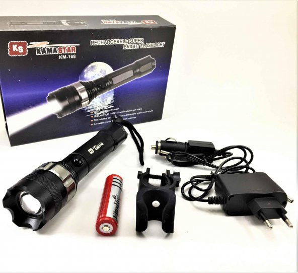 Kama Star Km-168 Şarlı EL Feneri Silah Aparatlı Zoomlu - 1