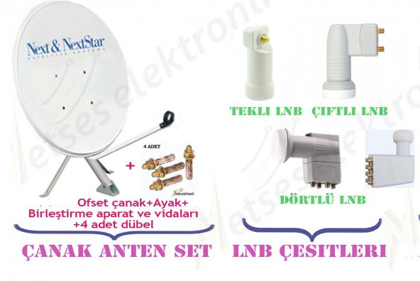 NEXTSTAR Çanak Anten set 70 cm +30M KABLO+ÇİFTLİ LNB