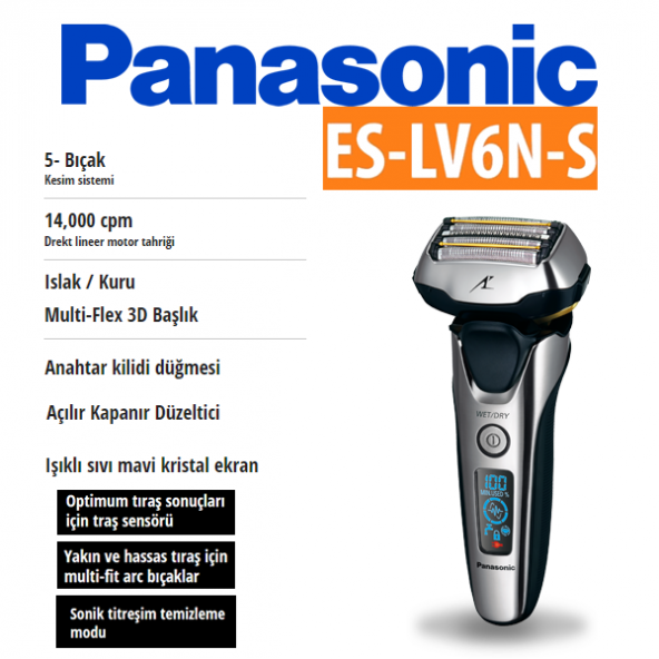 Panasonic Elektrikli Tıraş Makinesi Şarj Edilebilir ES-LV6N-S803 - 1