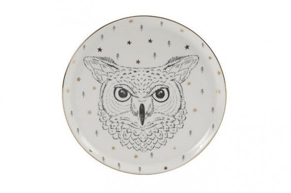 Porland Forest Owl Düz Tabak 20cm