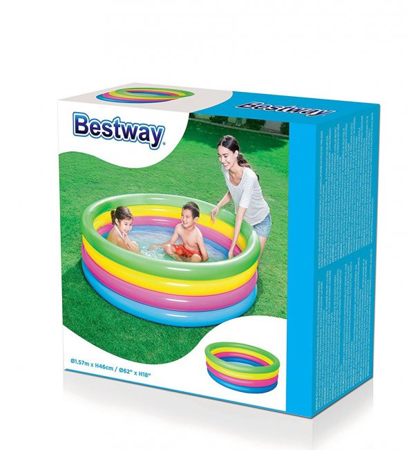 Bestway Büyük Boy 4 Boğum, Şişme - Bahçe,Teras Aile ve Çocuk Havuzu (157x46 cm)-51117 - 3