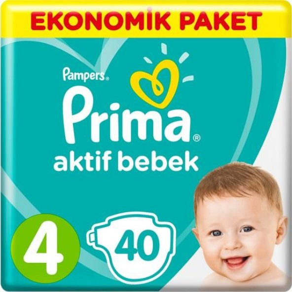 Prima Aktif Bebek Bezi 4 Beden Maxi Ekonomik Paket 40 Adet