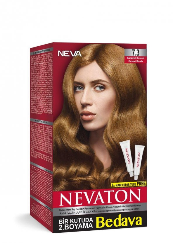 Nevaton Set Saç Boyası Bir Kutuda 2 Boyama  7.3 Karamel Kumral
