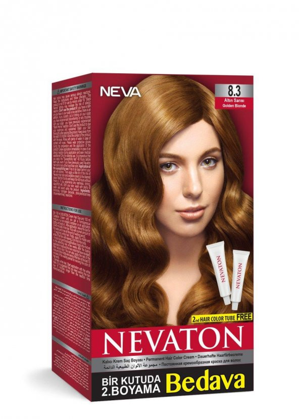 Nevaton Set Saç Boyası Bir Kutuda 2 Boyama  8.3 Altın Sarısı