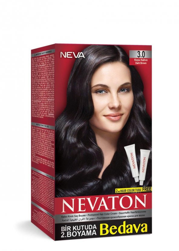 Nevaton Set Saç Boyası Bir Kutuda 2 Boyama  3.0 Koyu Kahve