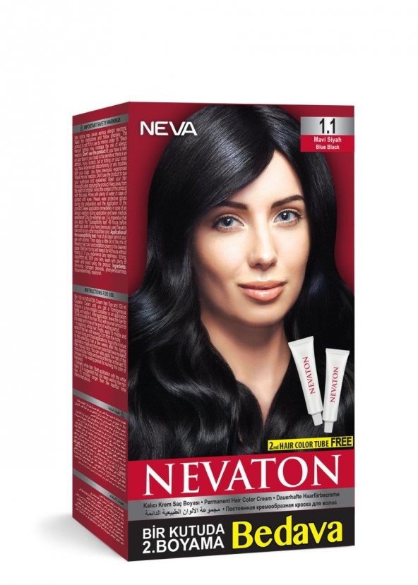 Nevaton Set Saç Boyası Bir Kutuda 2 Boyama  1.1 Mavi Siyah