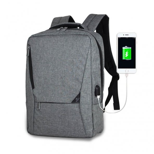 My Valice Smart Bag ACTİVE Usb Şarj Girişli Slim Notebook Sırt Çantası Gri