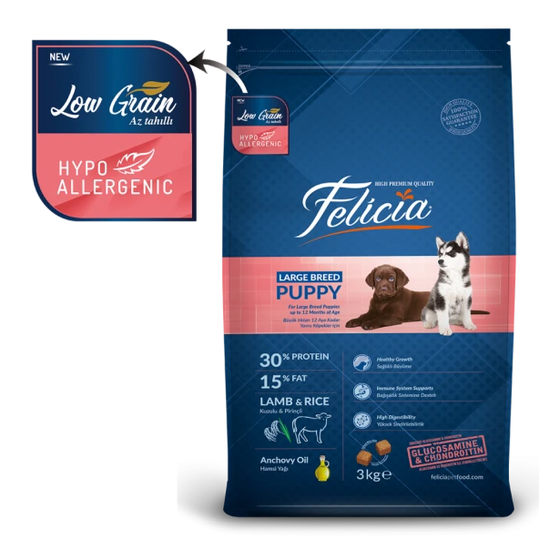 Felicia 3 Kg Yavru Kuzulu M/Large Az Tahıllı Breed HypoAllergenic Köpek Maması - 3
