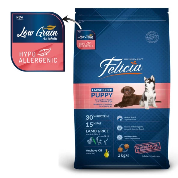 Felicia 3 Kg Yavru Kuzulu M/Large Az Tahıllı Breed HypoAllergenic Köpek Maması - 4