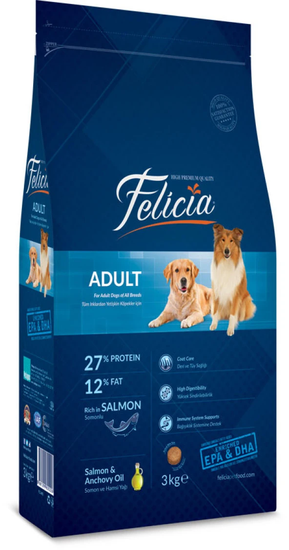 Felicia 3 Kg Yetişkin Somonlu M/Large Az Tahıllı Breed HypoAllergenic Köpek Maması