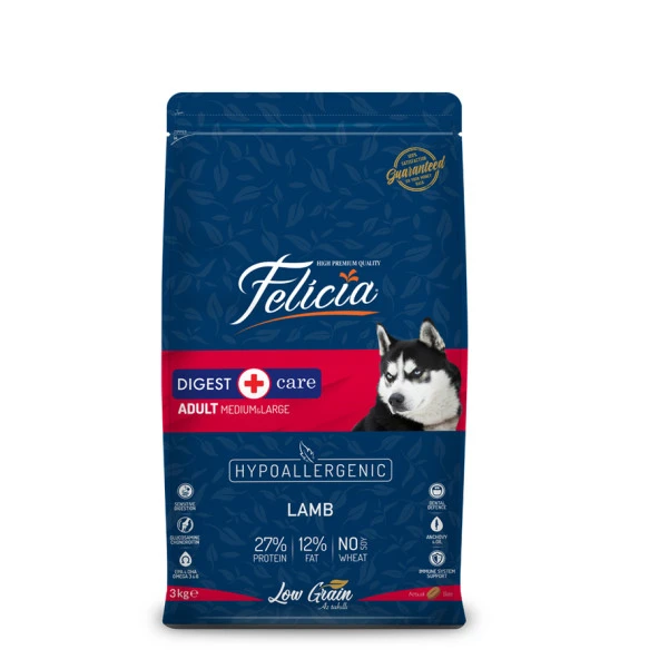 Felicia 3 Kg Yetişkin Kuzulu M/Large Az Tahıllı Breed HypoAllergenic Köpek Maması - 10