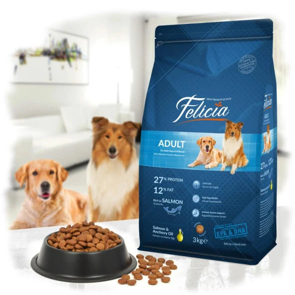 Felicia 3 Kg Yetişkin Somonlu M/Large Az Tahıllı Breed HypoAllergenic Köpek Maması - 2