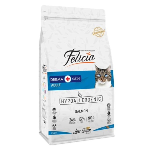 Felicia 2 Kg Yetişkin Somonlu Az Tahıllı HypoAllergenic Kedi Maması - 2
