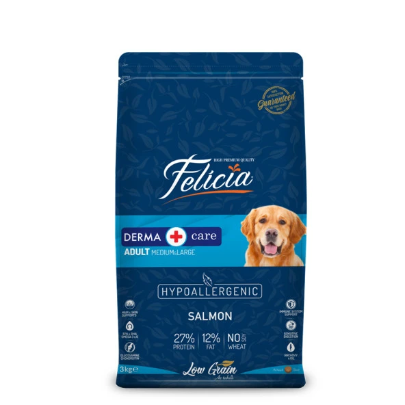 Felicia 3 Kg Yetişkin Somonlu M/Large Az Tahıllı Breed HypoAllergenic Köpek Maması - 10