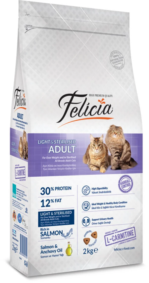 Felicia 2 Kg Sterilised Somonlu Az Tahıllı HypoAllergenic Kedi Maması