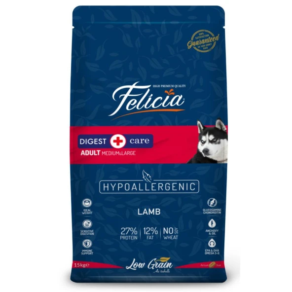 Felicia Az Tahıllı 15 Kg M/L Kuzulu HypoAllergenic Köpek Maması