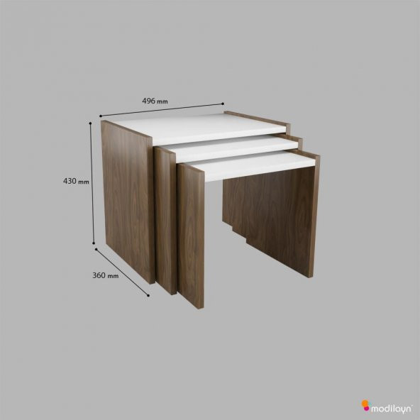 Alkur home line 3 Lü Zigon Sehpa Takımı Ceviz SB302 - 5