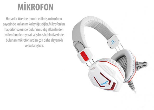 Rampage Beyaz Oyuncu Mikrofonlu Kulaklık - 3