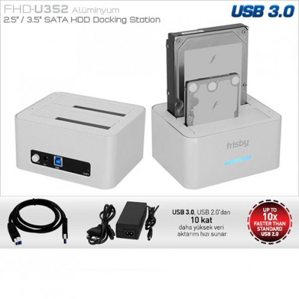 FRISBY 2.5,3.5" USB 3.0 FHD-U352S Sata Harddisk Dock Beyaz