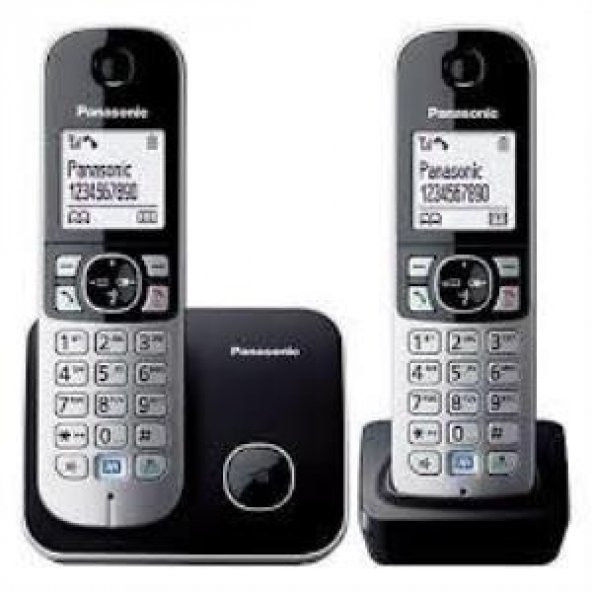 Panasonic KX-TG6812 Siyah Telsiz Dect Telefon Duo 2li 1.8"Büyük Beyaz Ekran