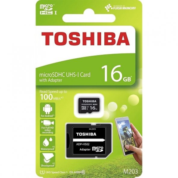 16GB MicroSD TOSHIBA Exceria THN-M203K0160EA UHS-I Class 10 Adapt