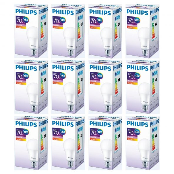 6lı-12li Philips 10,5W Essential Led Ampul E27 Duylu Sarı Işık