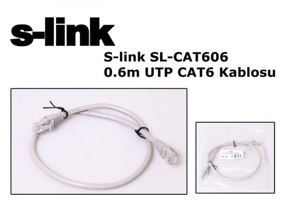 S-LINK 0.6metre CAT6 Utp Gri Patch Kablo