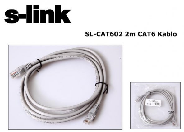 S-LINK 2metre CAT6 Utp Gri Patch Kablo