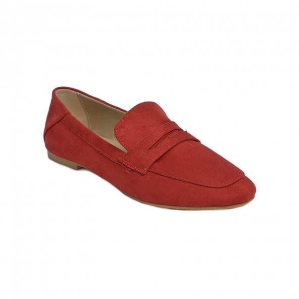 Kadın Loafer Ayakkabı Kırmızı Süet - DAVID JONES