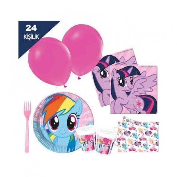 Pony , poni 24 Kişilik Doğum Günü Parti Seti malzemeleri paketi