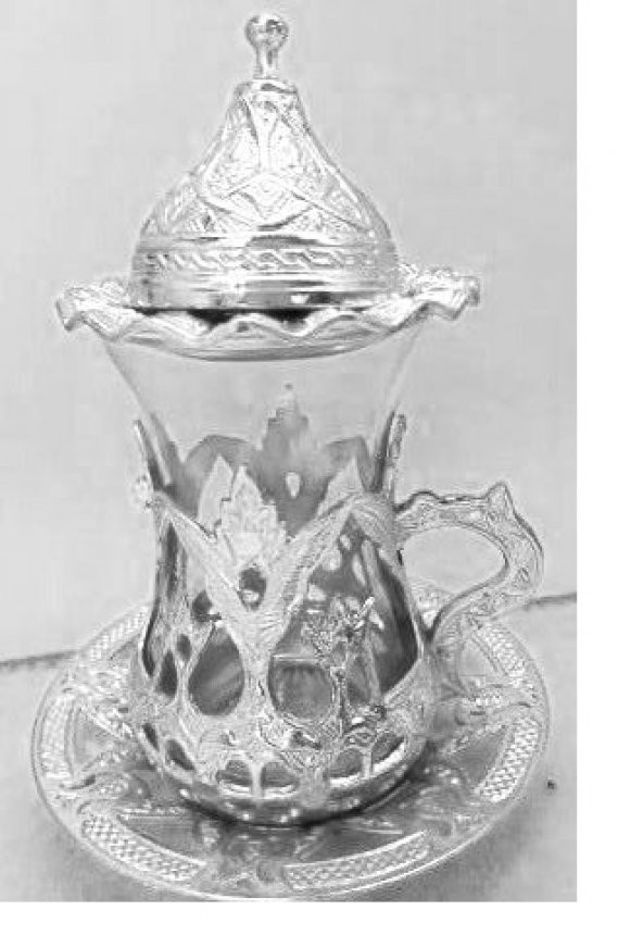 Osmanlı Motifli ÇAY Seti 6 lı Çay bardağı bakır, gümüş ve altın h
