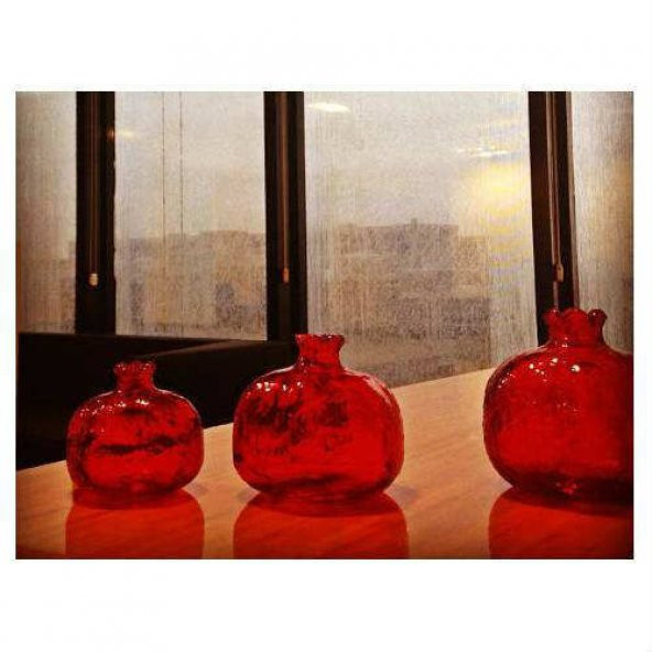 3 lü Bereket Narı Biblo Set Cam,Dekoratif - 2