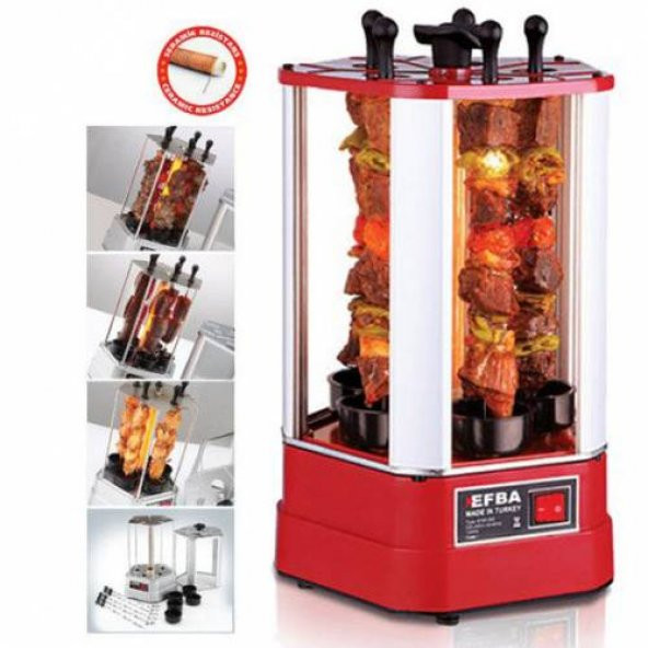 Elektrikli Şaşlık Kebap Makinesi Kendi Buharıyla Pişiren Fanuslu