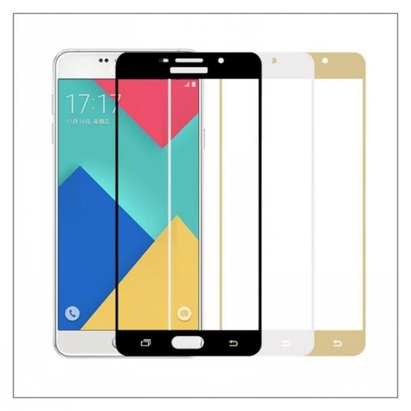 Samsung Galaxy A3 2017 Renkli Full Kaplama Ekran Koruyucu Beyaz