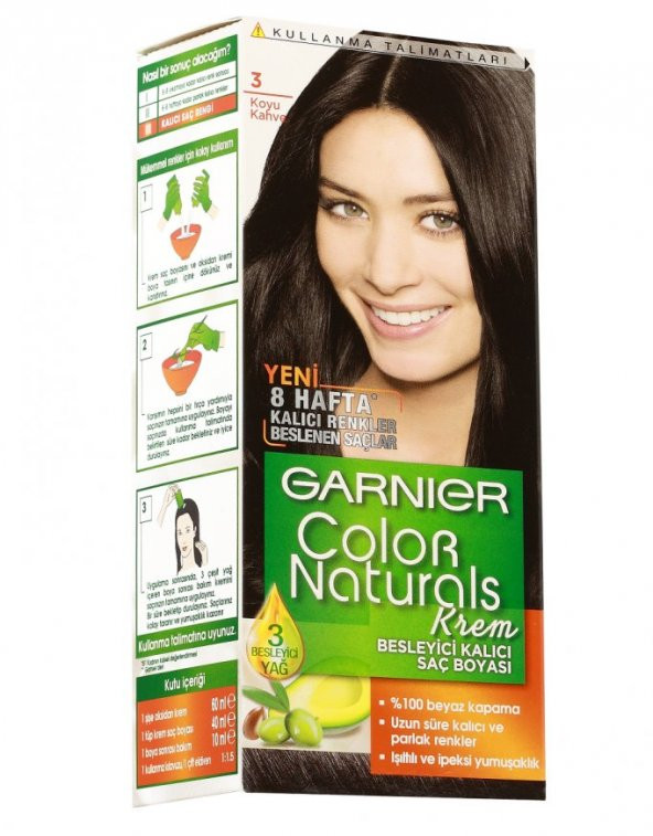 Garnier Color Naturals Saç Boyası No:3 Koyu Kahve