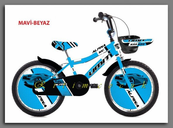 Yeni Sezon Ümit 1647 16 Jant Alpina Mavi-Beyaz Renk BMX V Fren 5-6-7 Yaş Arasi Çocuk Bisikleti - Yan Tekerlek Dahil