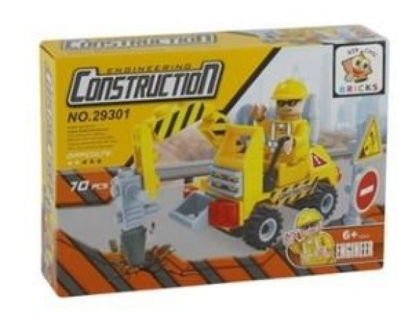 70 Parça Lego İnşaat Seti Eğitci Yapboz Lego Oyunları İnşaat Seti Serisi Puzzle Yol Bakım Lego Oyunu