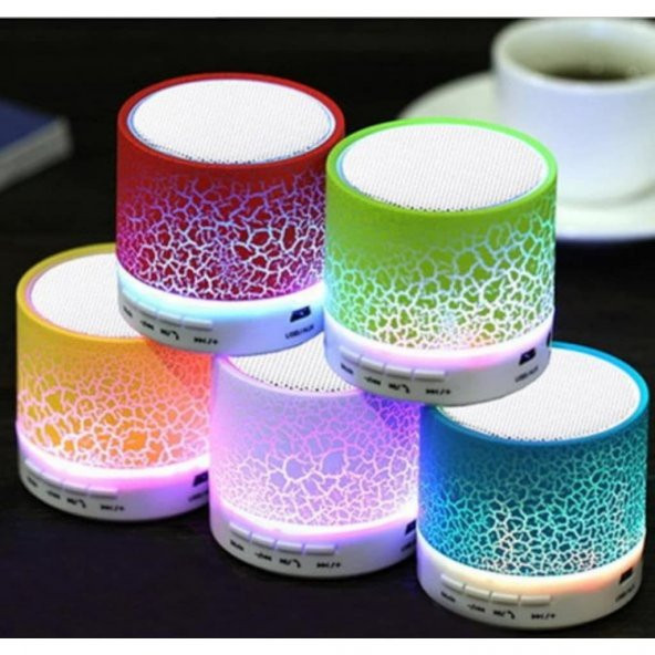 Işıklı Mini Bluetooth Hoparlör Taşınabilir Kablosuz Speaker Ses Bombası Şarjlı Mp3 Çalar Player Hd - 1