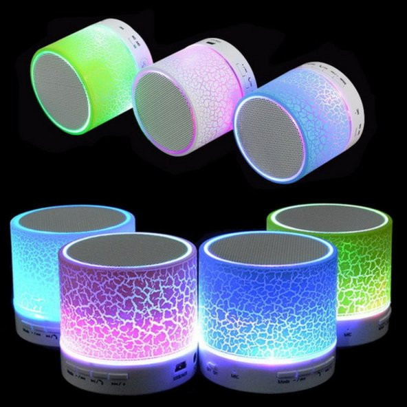 Işıklı Mini Bluetooth Hoparlör Taşınabilir Kablosuz Speaker Ses Bombası Şarjlı Mp3 Çalar Player Hd - 5
