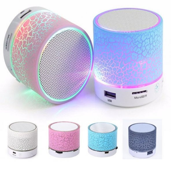 Işıklı Mini Bluetooth Hoparlör Taşınabilir Kablosuz Speaker Ses Bombası Şarjlı Mp3 Çalar Player Hd - 7